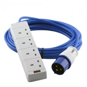 Image of Zexum 16A Blue Male - 4 Gang Hook Up Cable - 1m