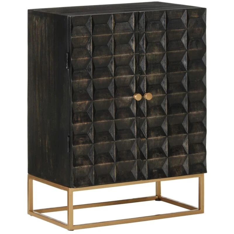 Image of VIDAXL Sideboard Black 55x34x75cm Solid Wood Mango and Iron Vidaxl 8720845692971