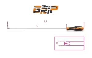 Image of Beta Tools 1262L Beta GRIP Phillips Head Long Blade Screwdriver PH1 x 400mm