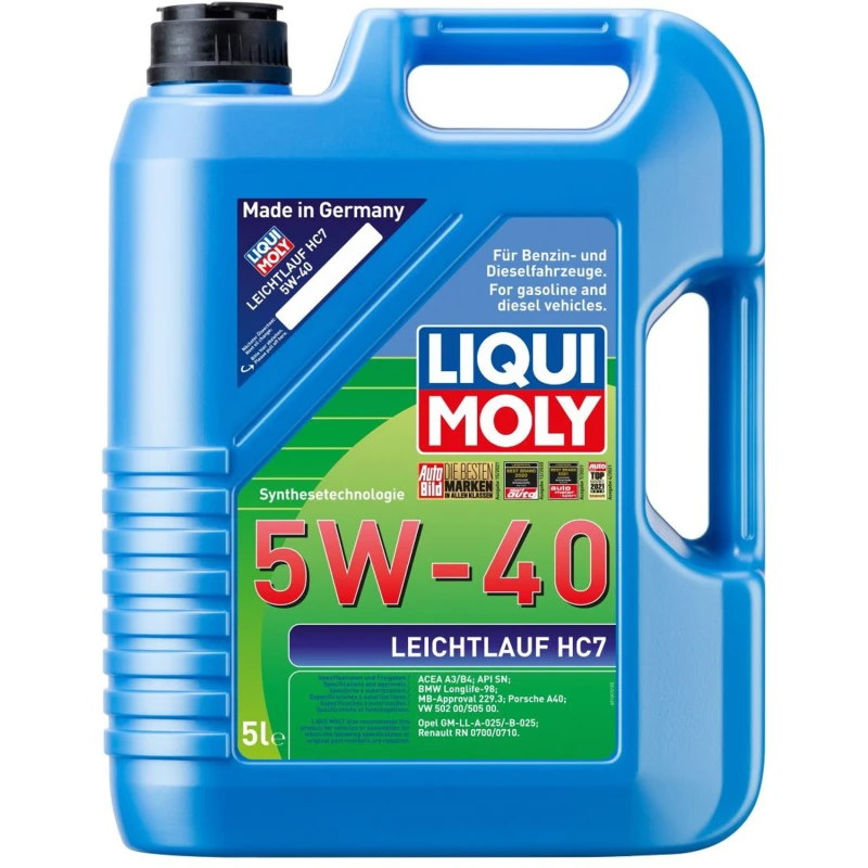 Image of LIQUI MOLY 2309 Engine oil Leichtlauf HC7 5W-40 Capacity: 5l, HC synth. oil (hydro-cracked) Engine Oil (1862)