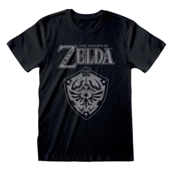 Image of Legend Of Zelda - Distressed Shield Unisex Medium T-Shirt - Black