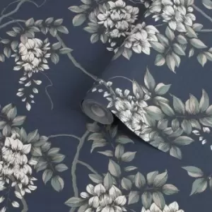 Image of Superfresco Easy Navy Floral Smooth Wallpaper