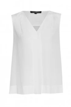 Image of French Connection Polly Plains V Neck Top White