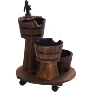 Image of Wooden 3 Barrel Electric Fountain w/ Pump Waterfall Fountain Rustic - Outsunny