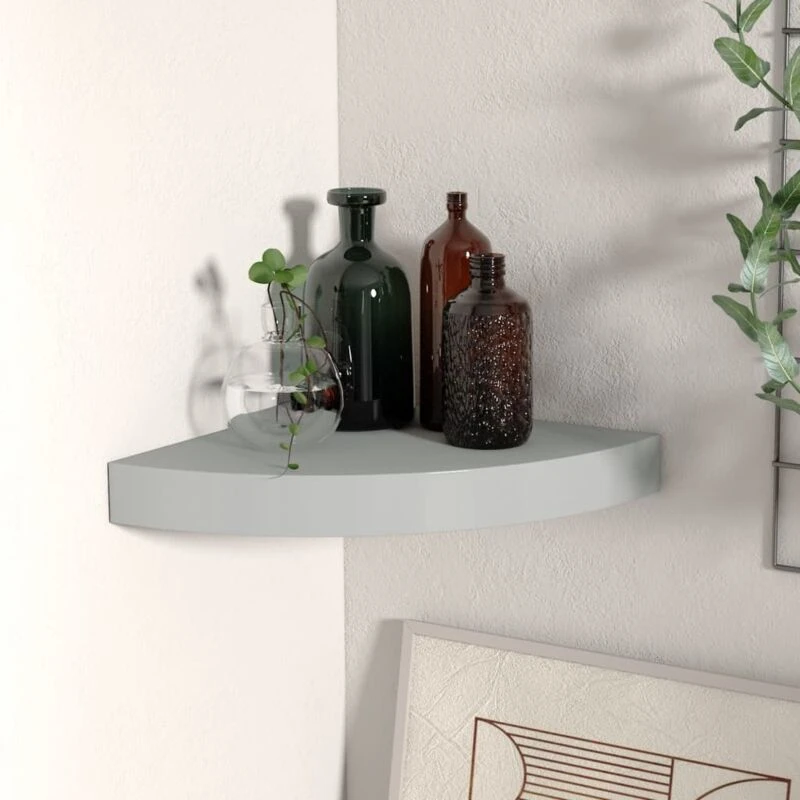 Image of VIDAXL Floating Corner Shelf Grey 25x25x3.8cm mdf Vidaxl 8720286075326