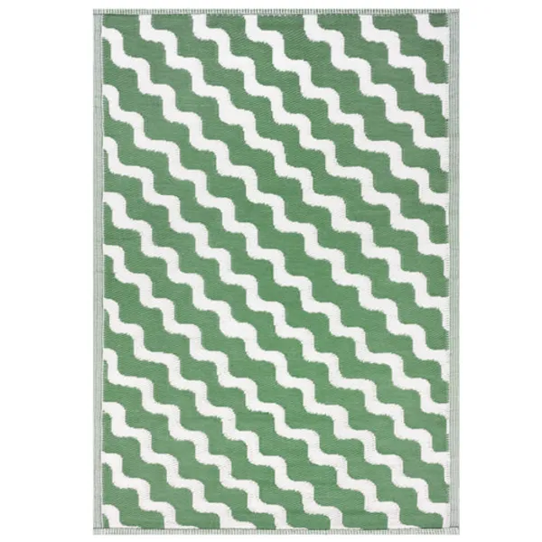 Image of Wave Outdoor 100% Recycled Rug Green