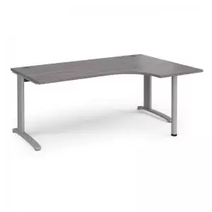 Image of TR10 right hand ergonomic desk 1800mm - silver frame and grey oak top