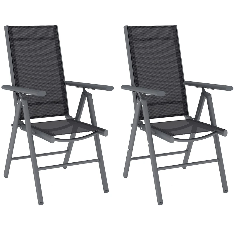 Image of Outsunny 2PCS Folding Chair w/ Breathable Mesh Back and Seat, Dark Grey Mid Grey