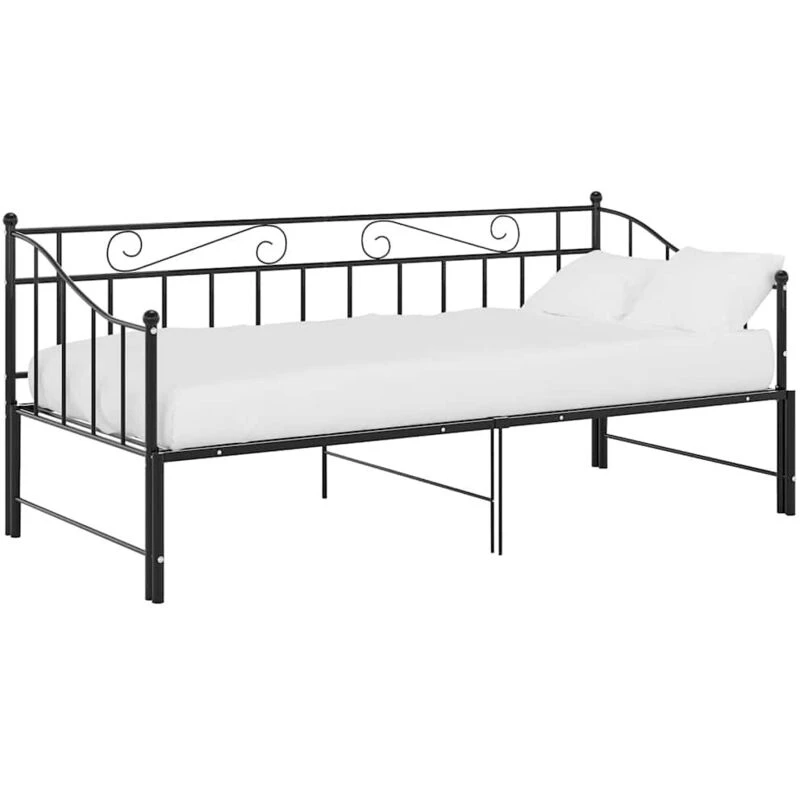 Image of VIDAXL Pull-out Sofa Bed Frame without Mattress Black Metal 90x200cm Vidaxl 8720286195727
