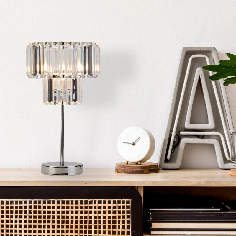 Image of Lighting Collection Chrome And Clear Acrylic Table Lamp, Silver 700405