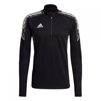 Image of adidas Condivo quarter Zip Drill Top - BLACK/WHITE