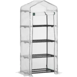 Image of Outsunny Mini Greenhouse 4-tier Portable Plant House Shed With Pe Cover - White