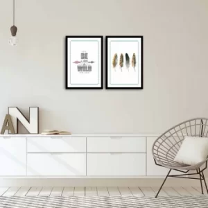 Image of 2PSCT-08 Multicolor Decorative Framed MDF Painting (2 Pieces)