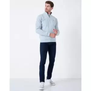 Image of Crew Clothing Mens Classic Half Zip Sweater Soft Blue Marl Large