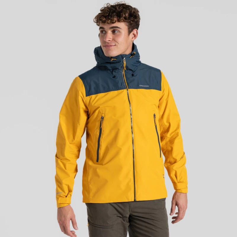 Image of Craghoppers Mens Vanth Breathable Waterproof Jacket XL - Chest 44' (112cm) Warm Yellow/Blue Stripe CMW823-U99-XL