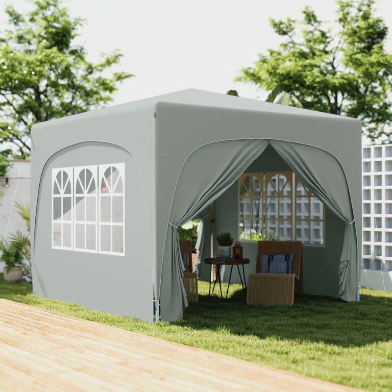 Image of Outsunny 3 x 3(m) UPF50+ Pop Up Gazebo with Sides and Carry Bag - Light Grey TJ Hughes 5063603862166