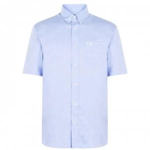 Image of Fred Perry Short Sleeve Oxford Shirt - Light Smoke 146