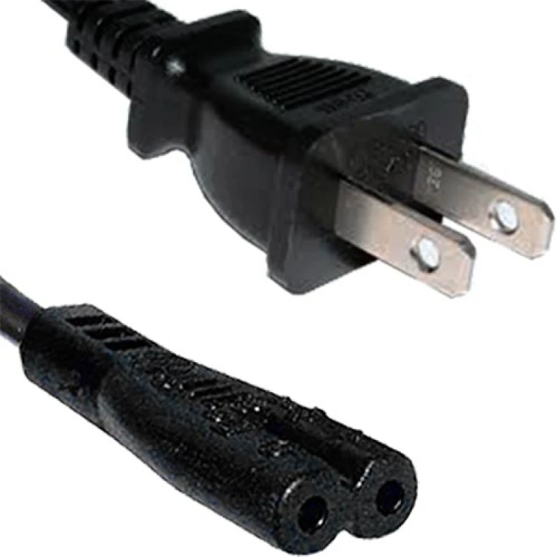 Image of Cablenet 2m USA Plug (2 Pin) - IEC C7 Figure of 8 Black PVC Power Lead
