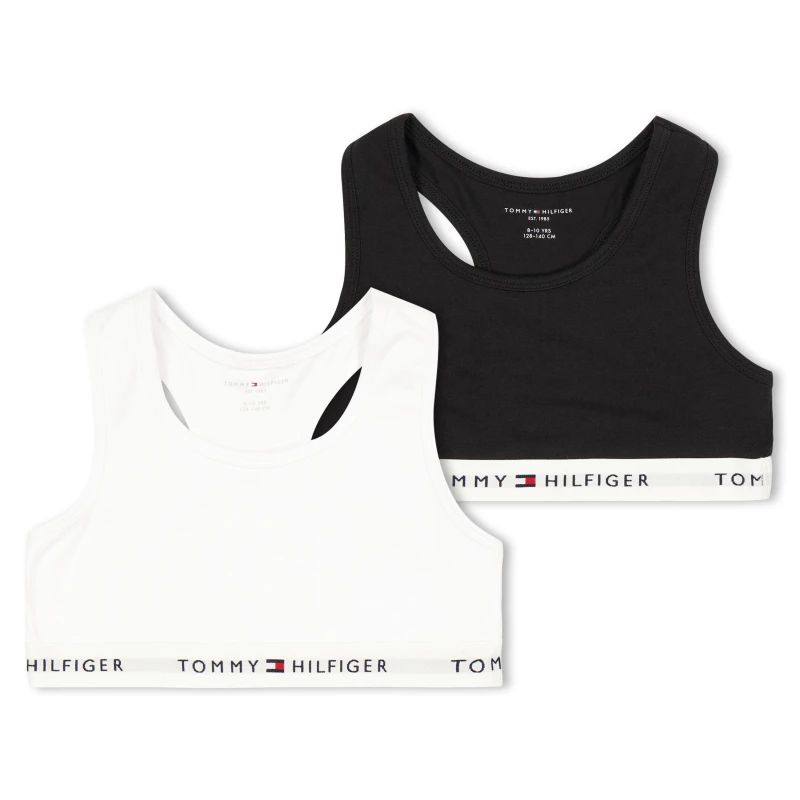 Image of Tommy Hilfiger Kids 2 Pack Non Wired Unlined Bralette White/Black 0VT female 12-14Y