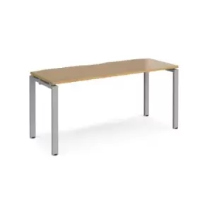 Image of Bench Desk Single Person Starter Rectangular Desk 1600mm Oak Tops With Silver Frames 600mm Depth Adapt