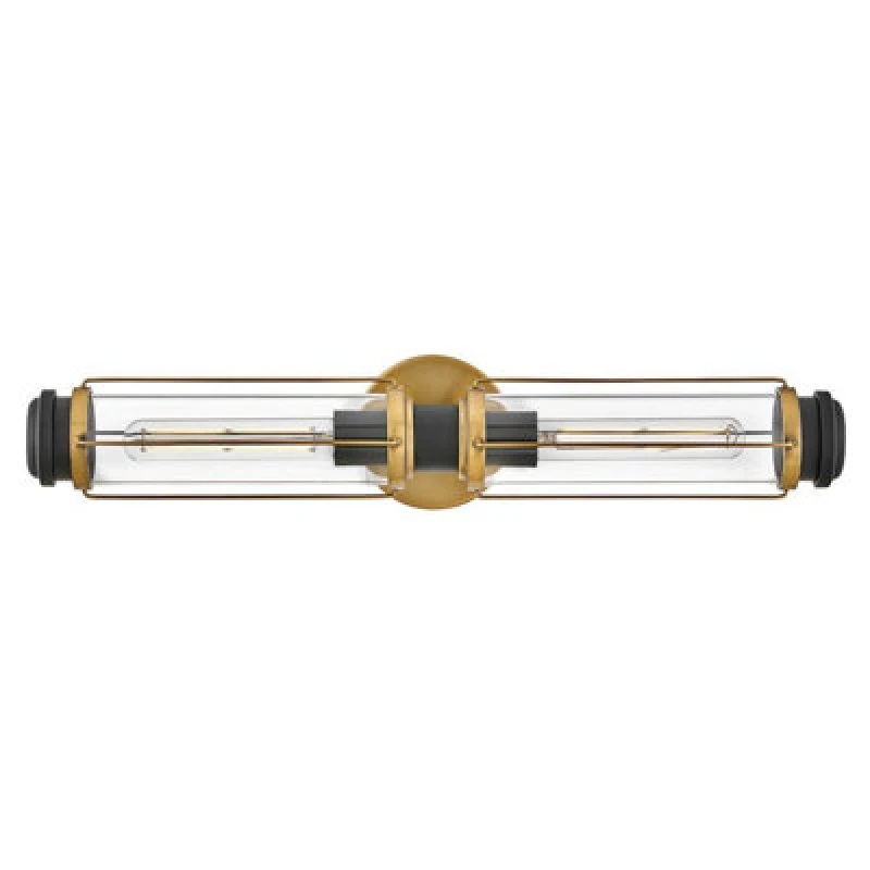 Image of Masthead 2 Light Outdoor Wall Light Heritage Brass & Black IP44