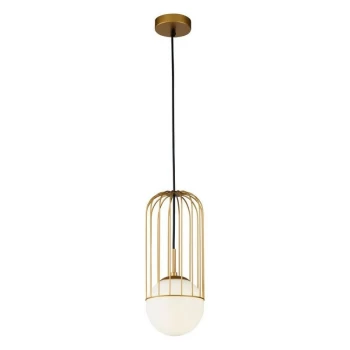 Image of Maytoni Lighting - Telford Cage Ceiling Pendant Lamp Gold, 1 Light, E27