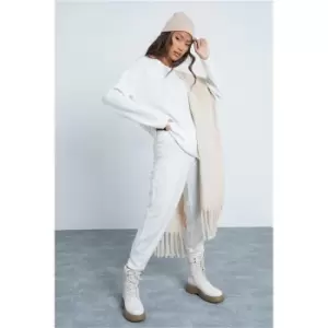 Image of I Saw It First White Knitted Co-Ord With Jumper And Joggers - White