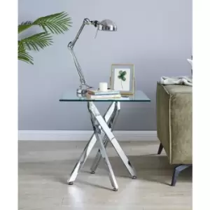 Image of Leonardo Glass And Chrome Metal Side Table