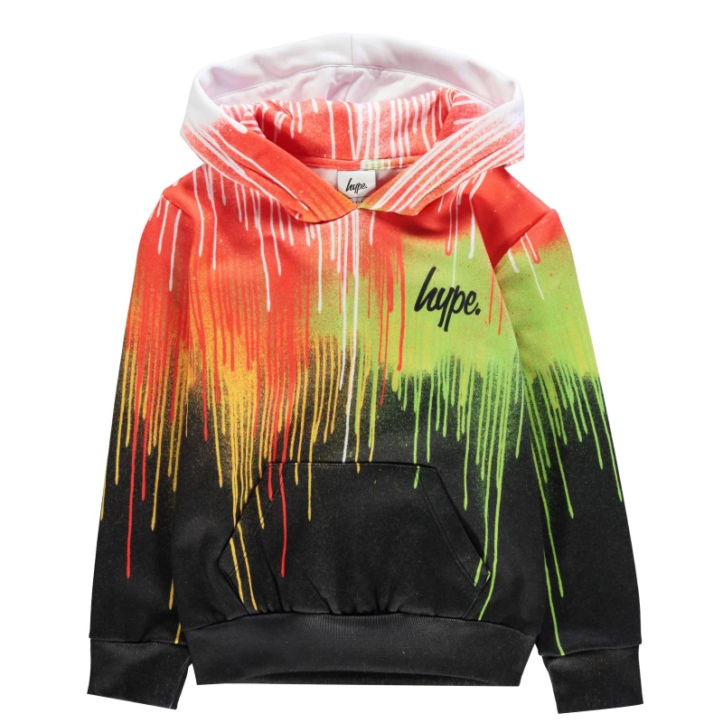 Image of Hype Rainbow Drips Kids Pullover Hoodie Multi Drip male 13 (XL)