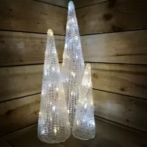 Image of Samuel Alexander - Snowtime Set of 3 Ice & Warm White Coloured Flashing LED Christmas Pyramids