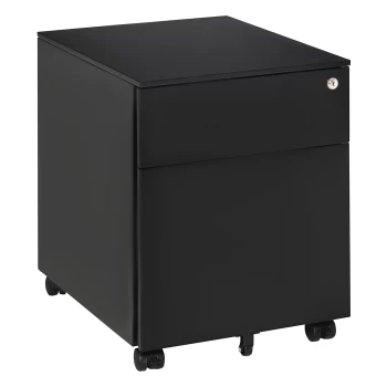 Image of Vinsetto Vertical File Cabinet Steel Lockable with Pencil Tray and Casters Home Filing Furniture for A4, Letters, and Legal-sized Files, 39 x 48 x 48.
