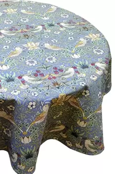Image of William Morris Blue Strawberry Thief Acrylic Circle Tablecloth