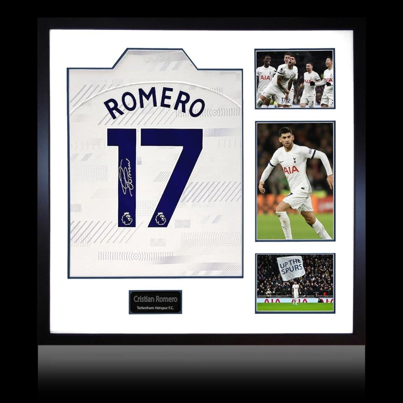Image of The Fan Cave Cristian Romero Signed Tottenham Hotspur Shirt White unisex 820mm x 82
