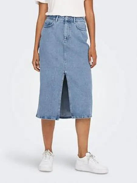 Image of Only Blue / Medium Blue Denim Bianca Midi Denim Skirt