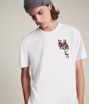 Image of AllSaints Mens Tripper Crew T-Shirt, Optic White, Size: M