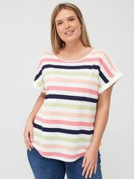 Image of Oasis Curve Vera Rainbow Stripe Tee - White