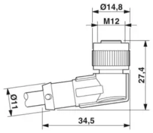 Image of Phoenix Contact Sac-4P- 3,0-Pur/m12Fr Sensor Cable, 4Pos, M12 R/a Socket, 3M