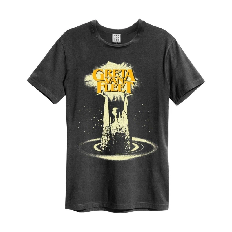 Image of Amplified Amplified Men Fleet Hands In Air Greta Van Fleet T-Shirt in Charcoal Size: Small Charcoal S Male 5063470090815