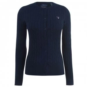 Image of Gant Cable Knit Cardigan - 433 Eve Blue