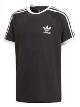 Image of adidas Originals Boys 3 Stripe Short Sleeve T-Shirt - Black, Size 9-10 Years