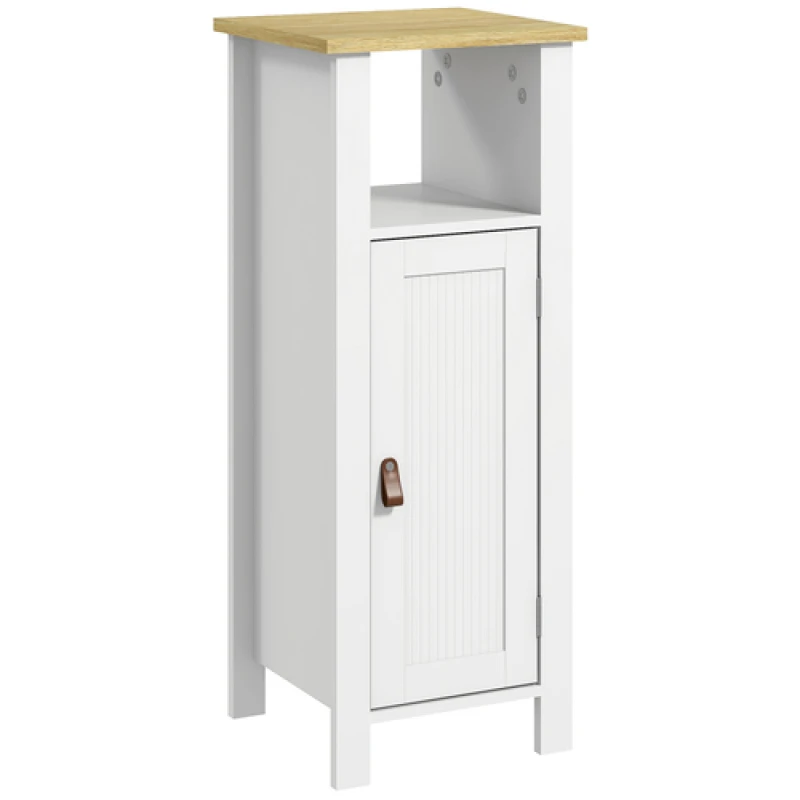 Image of kleankin Slim Bathroom Storage Unit with Adjustable Shelf, White 834-580V00WT