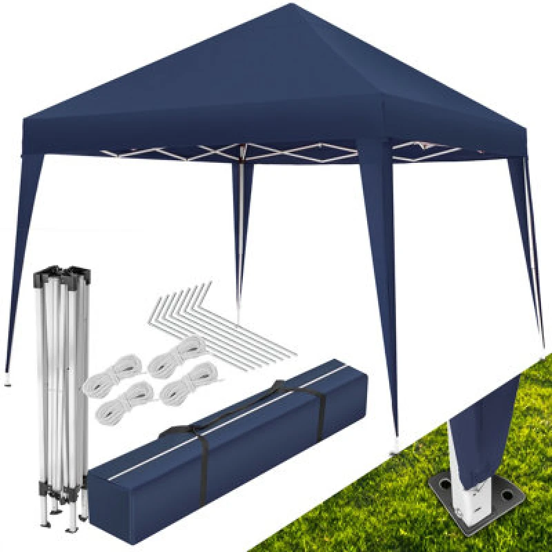 Image of Tectake Gazebo Linosa - 3 X 3 M, Foldable, Water-Resistant, Uv Protection 300 X 300 X 255cm - Blue