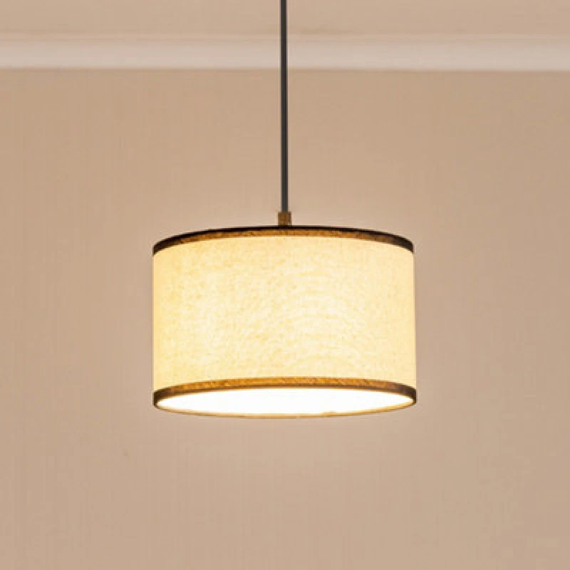 Image of ValueLights Eva Natural Linen Fabric Ceiling Floor Table Small Drum Lamp Shade with LED Bulb Black