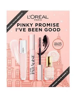 Image of LOreal Paris Pinky Promise I've Been Good, Eye, Lip & Nail Trio Gift Set, One Colour, Women