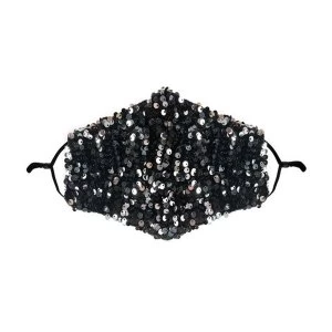 Image of Grey Sequin Printed Face Mask