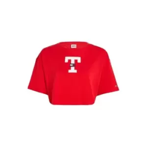 Image of Tommy Jeans Tjw Ovr Crp Letterman Flag Tee - Red