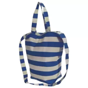 Image of FLOSO Womens/Ladies Striped Summer Handbag With Shoulder Strap (One Size) (White/Navy)