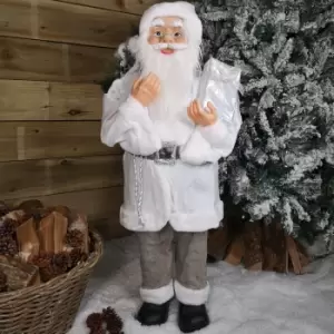 Image of Samuel Alexander - 90cm Standing Santa Claus Father Christmas Decoration in White