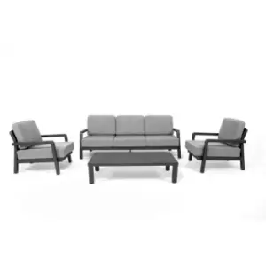 Image of Out&out Original - out & out Lisbon Outdoor Lounge Set- 5 Seats Removable Cushions Grey Garden Outdoor