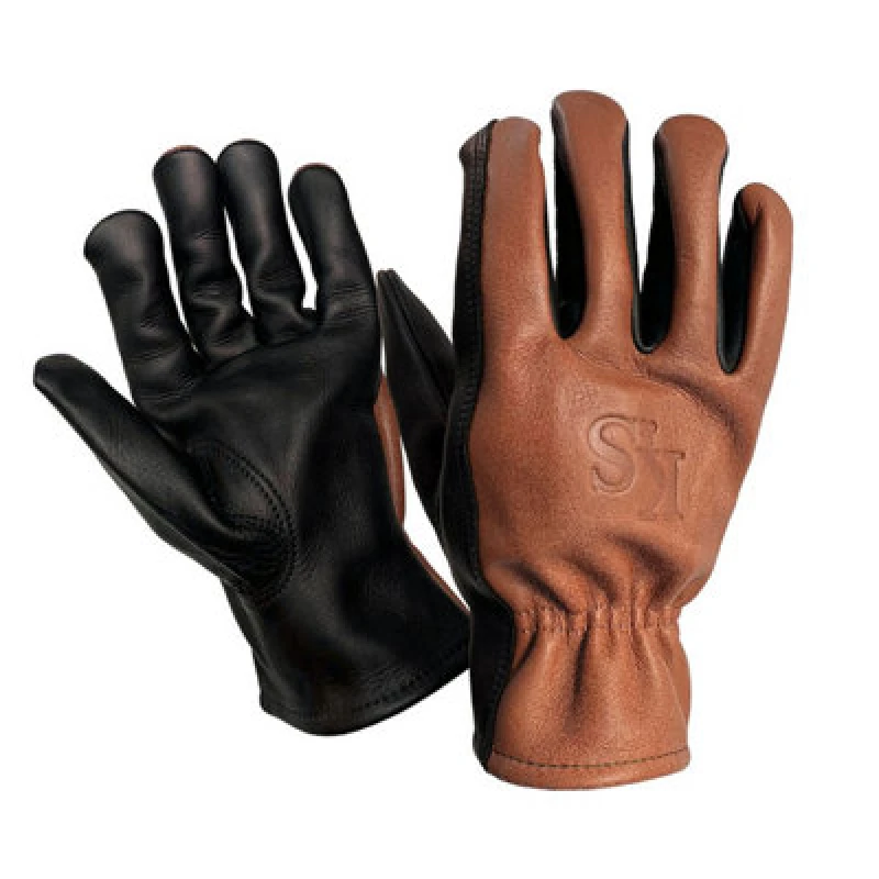 Image of Kent & Stowe Surefit Leather Tan & Black Gardening Gloves Medium, Pair
